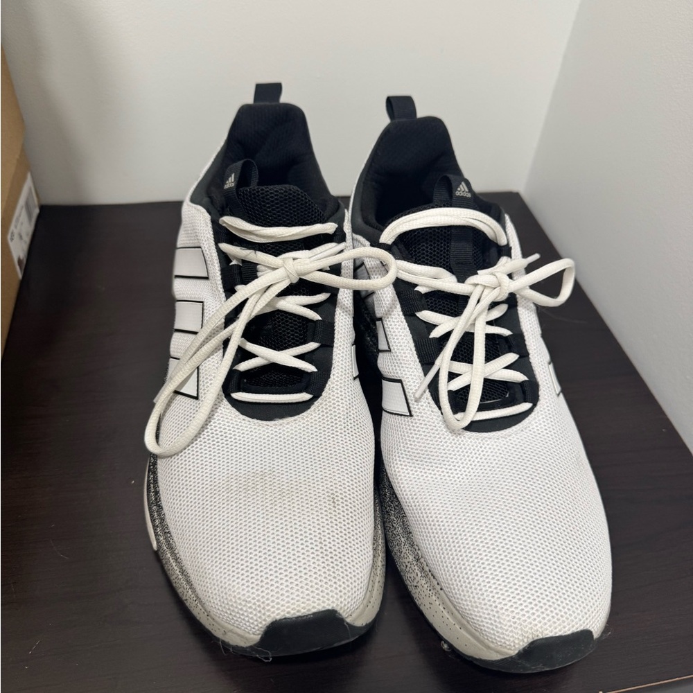 Adidas racer shoes, black-and-white size 12 - Picture 2 of 5
